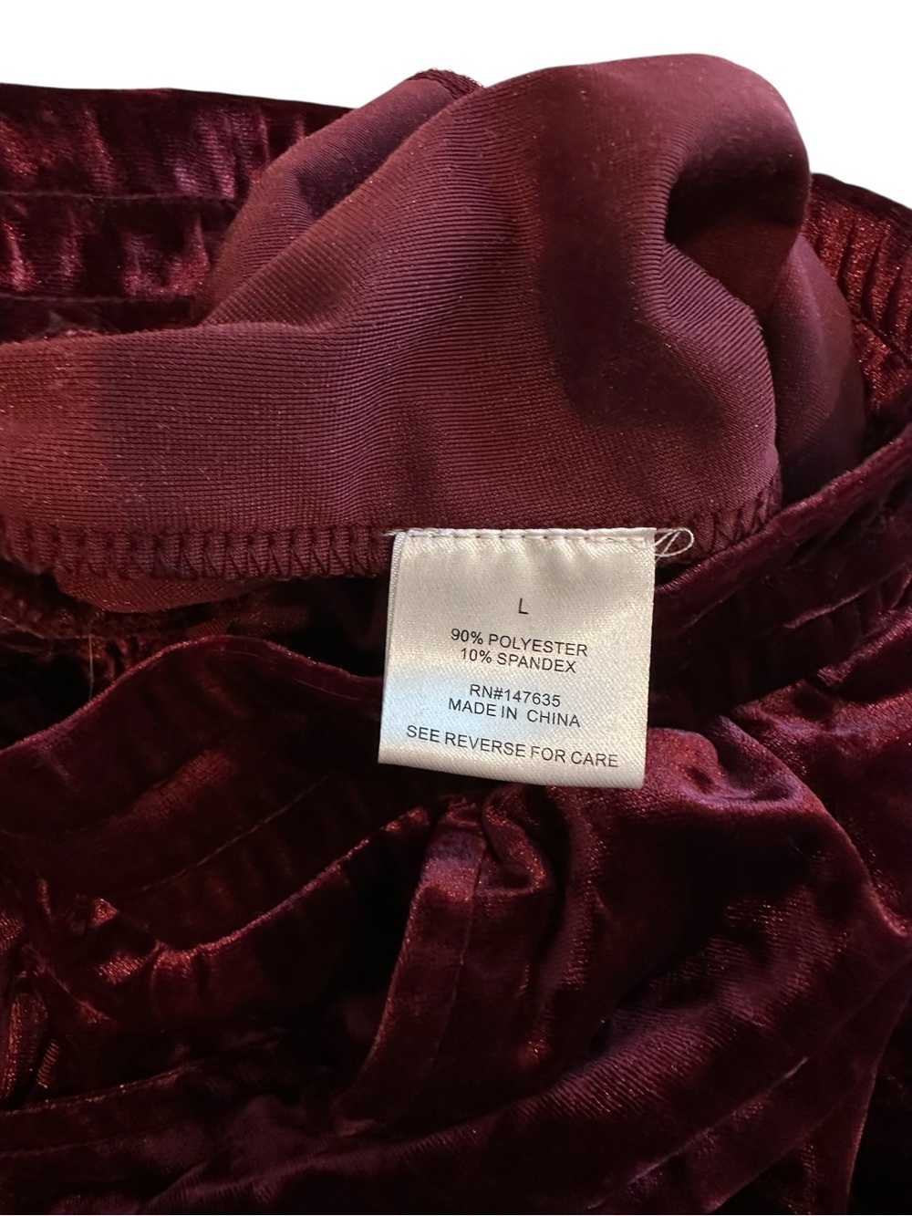 Romeo & Juliet Velvet Drawstring Joggers - Burgundy - Picture 7 of 13